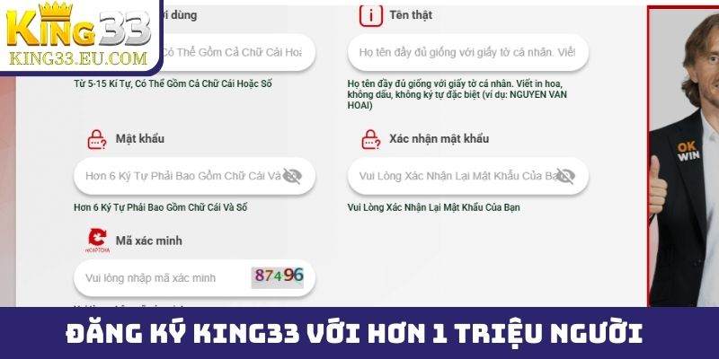 Đăng ký King33 với số lượng tài khoản mới vượt hơn 1 triệu người