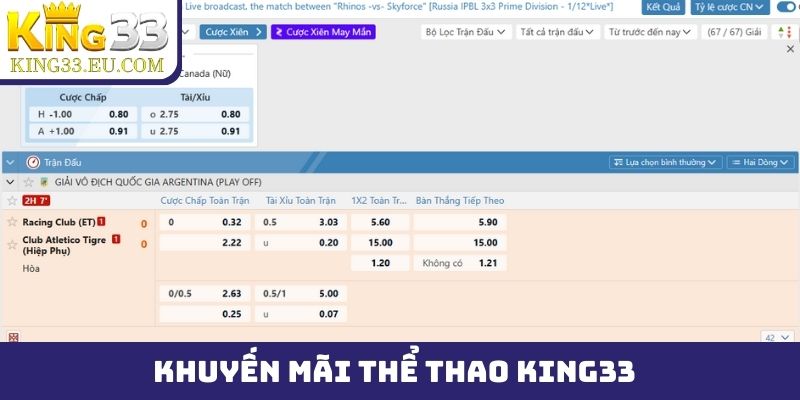 Các chương trình khuyến mãi chỉ có ở thể thao King33