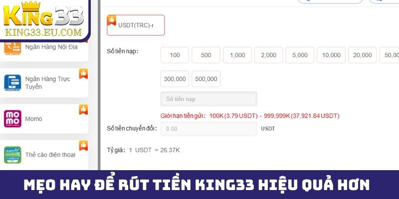 Mẹo hay để rút tiền King33 hiệu quả hơn
