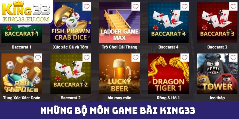 Những bộ môn được yêu thích nhất của game bài King33